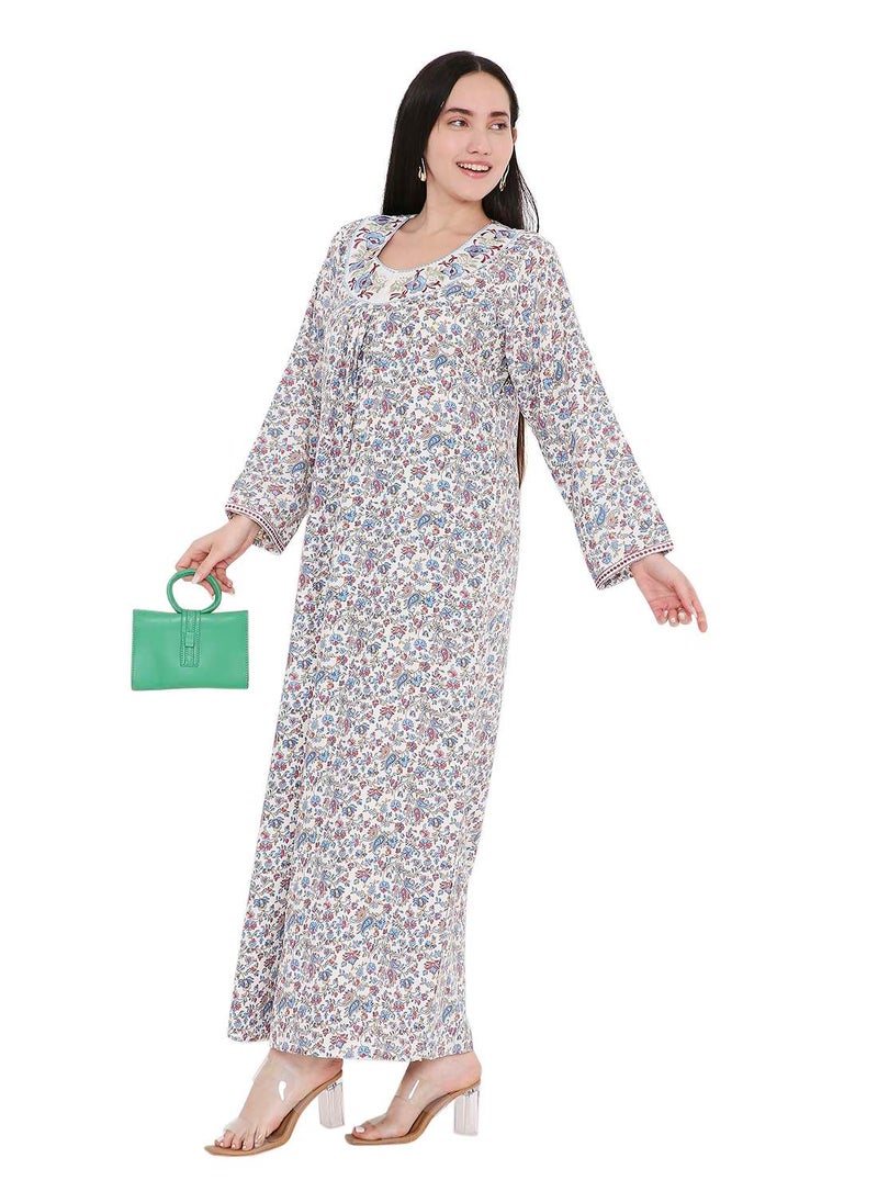 HIGH QUALITY SHORT PRINTED FARASHA ARABIC KAFTAN JALABIYA DRESS