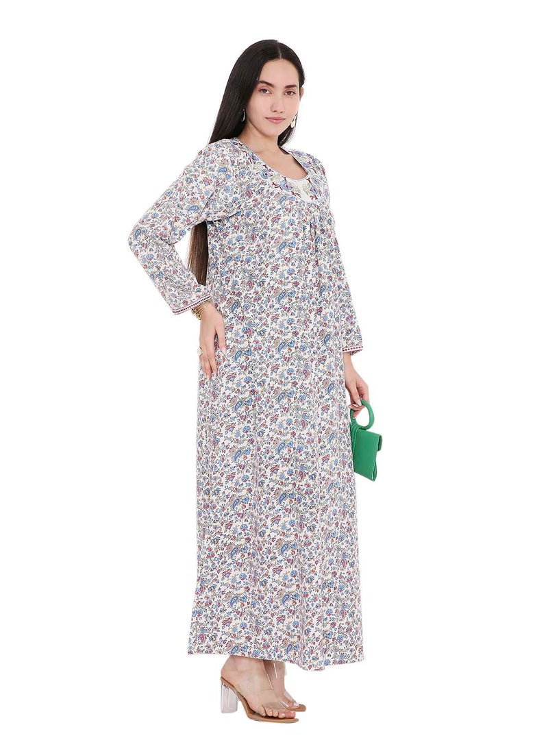 HIGH QUALITY SHORT PRINTED FARASHA ARABIC KAFTAN JALABIYA DRESS