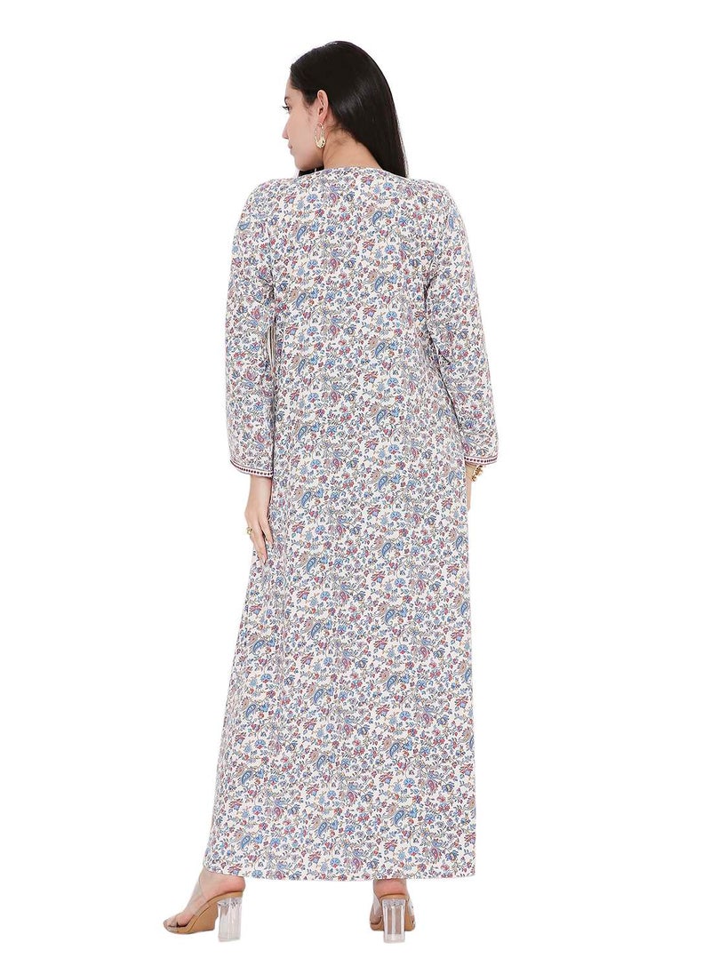 HIGH QUALITY SHORT PRINTED FARASHA ARABIC KAFTAN JALABIYA DRESS