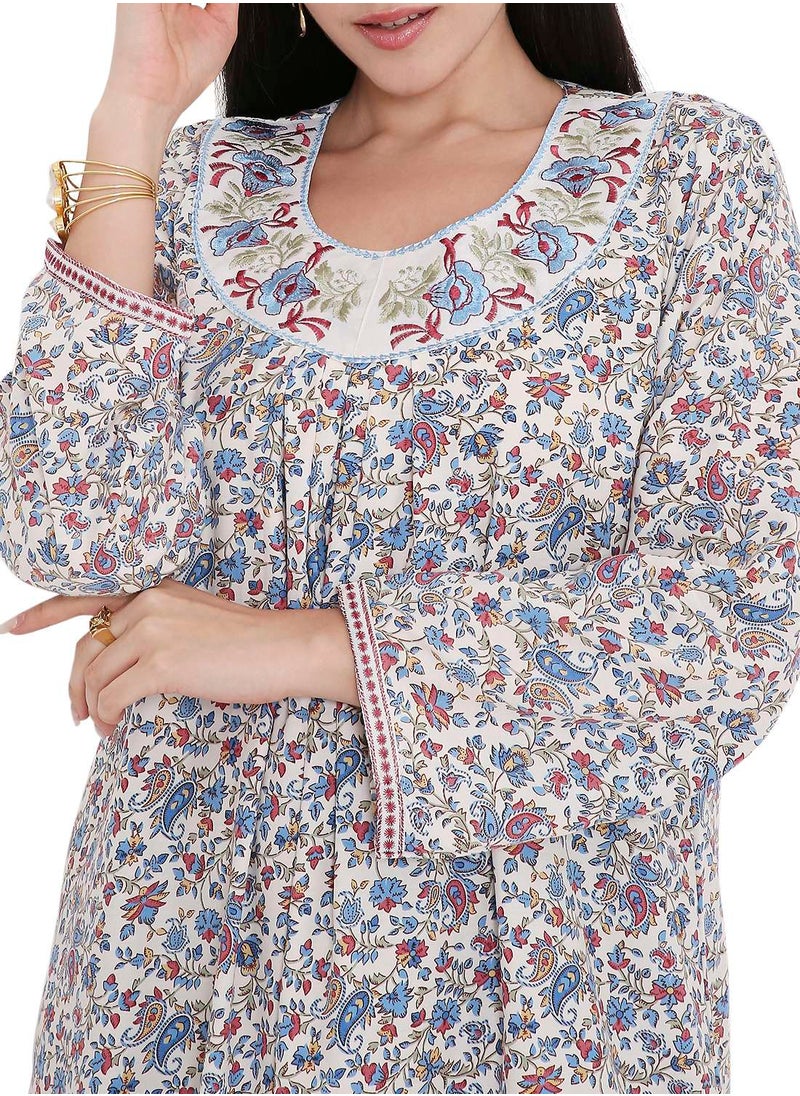 HIGH QUALITY SHORT PRINTED FARASHA ARABIC KAFTAN JALABIYA DRESS