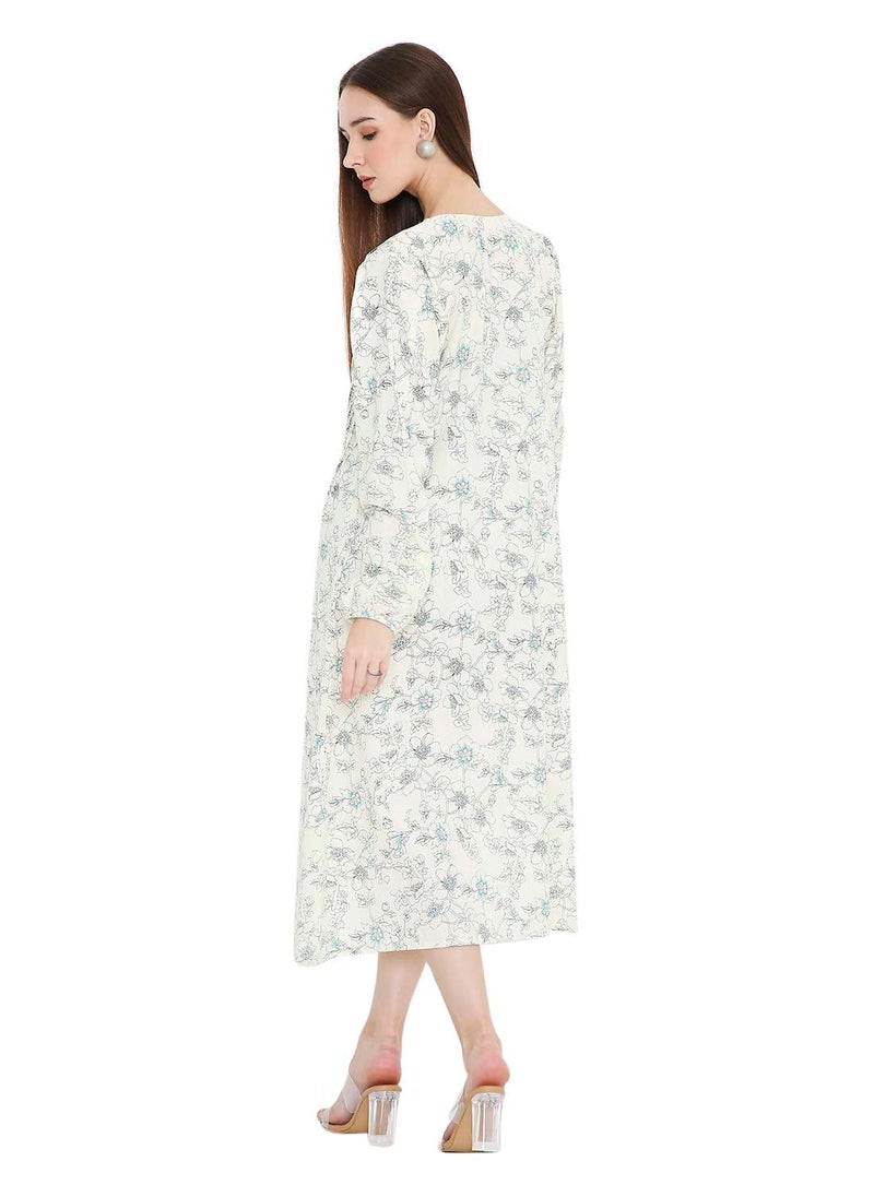 UNIQUE PRINTED SHORT FARASHA MODEST WEAR ARABIC KAFTAN JALABIYA DRESS