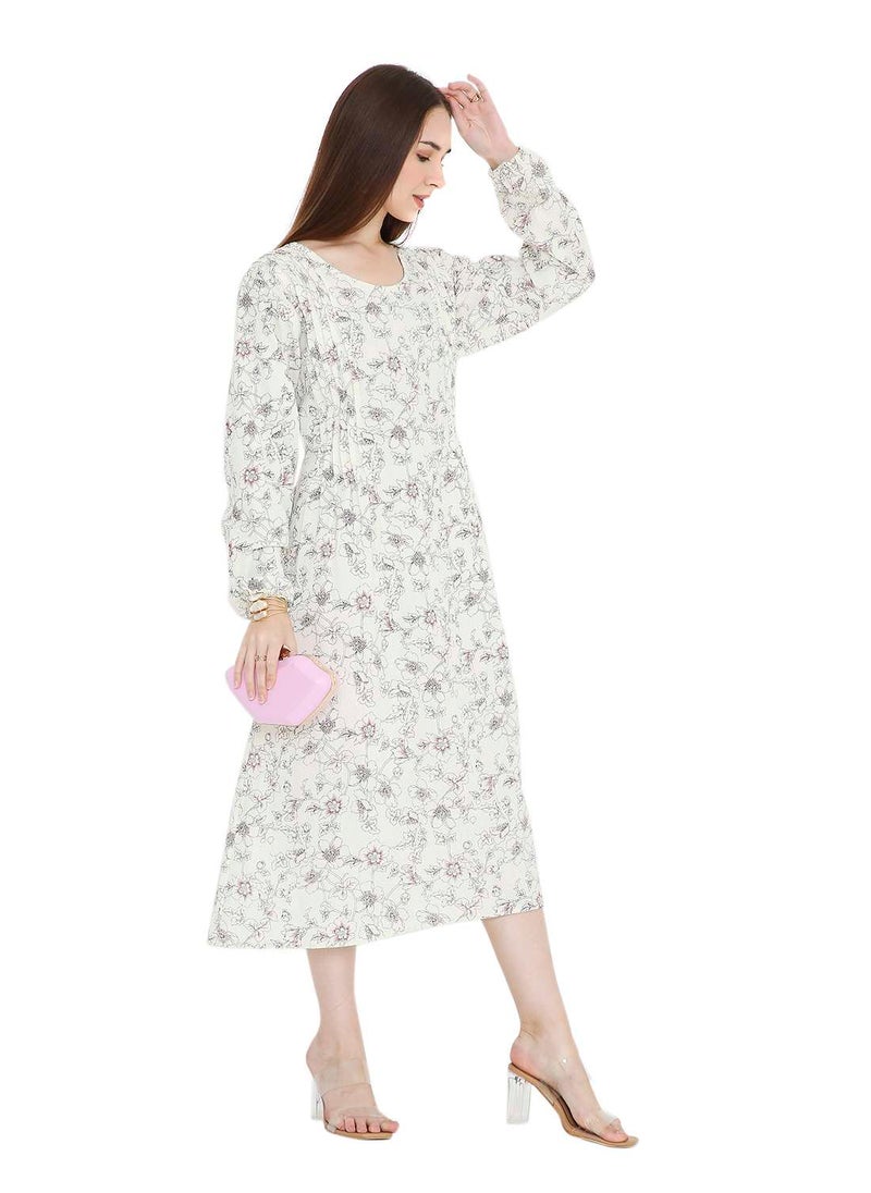 UNIQUE PRINTED SHORT FARASHA MODEST WEAR ARABIC KAFTAN JALABIYA DRESS