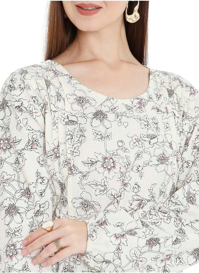 UNIQUE PRINTED SHORT FARASHA MODEST WEAR ARABIC KAFTAN JALABIYA DRESS