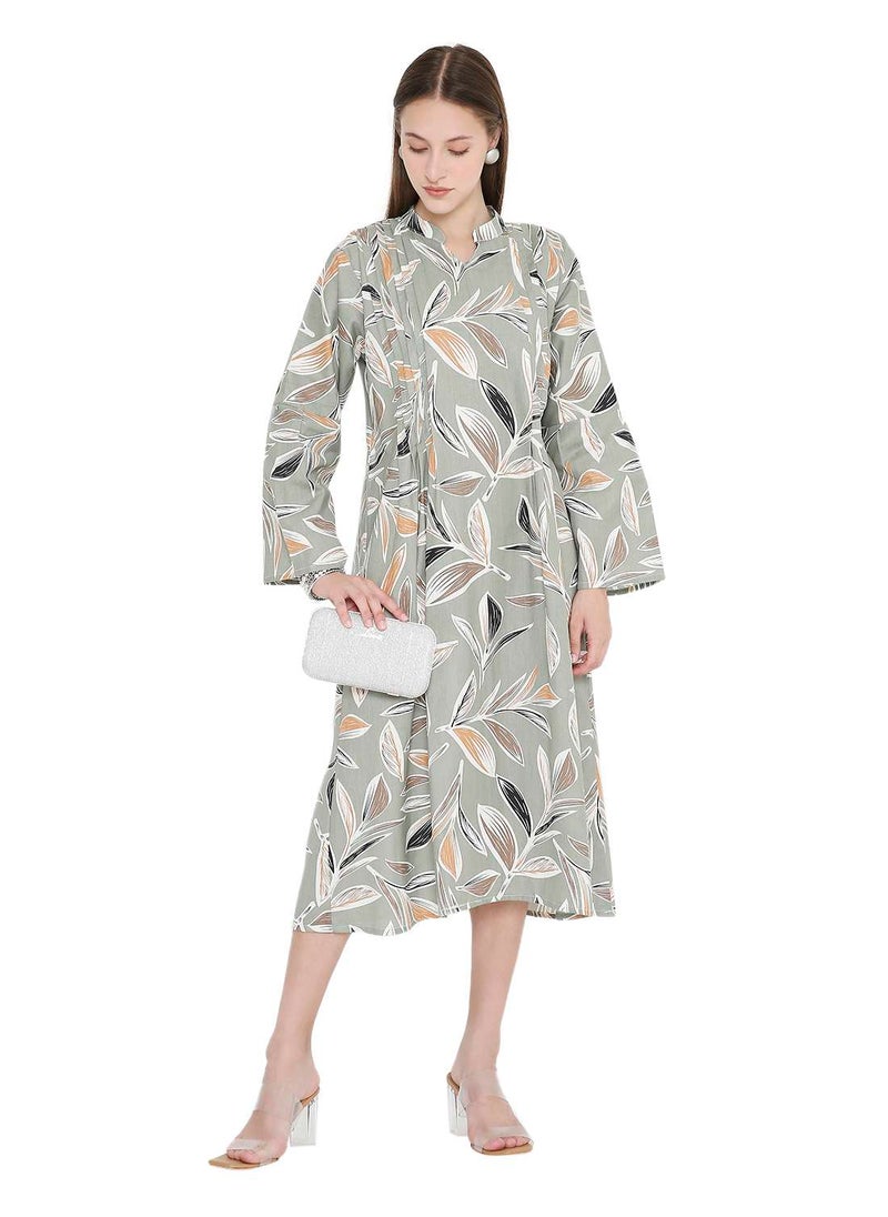 UNIQUE PRINTED SHORT FARASHA MODEST WEAR ARABIC KAFTAN JALABIYA DRESS