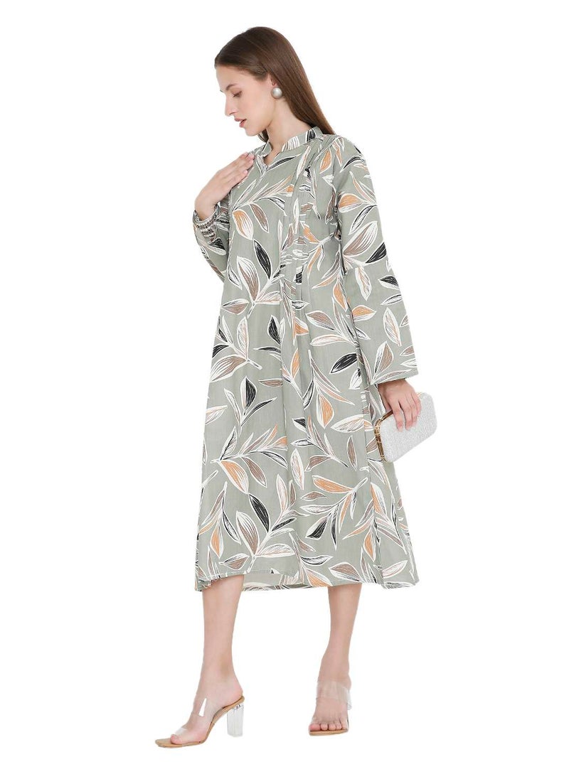 UNIQUE PRINTED SHORT FARASHA MODEST WEAR ARABIC KAFTAN JALABIYA DRESS