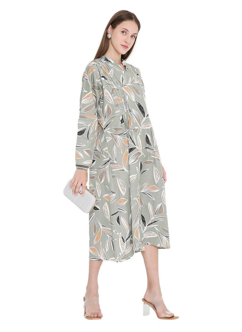 UNIQUE PRINTED SHORT FARASHA MODEST WEAR ARABIC KAFTAN JALABIYA DRESS