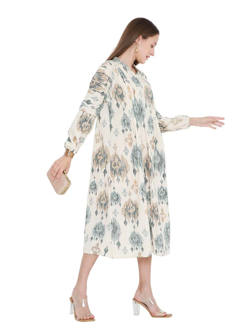 HIGH QUALITY SHORT PRINTED FARASHA ARABIC KAFTAN JALABIYA DRESS