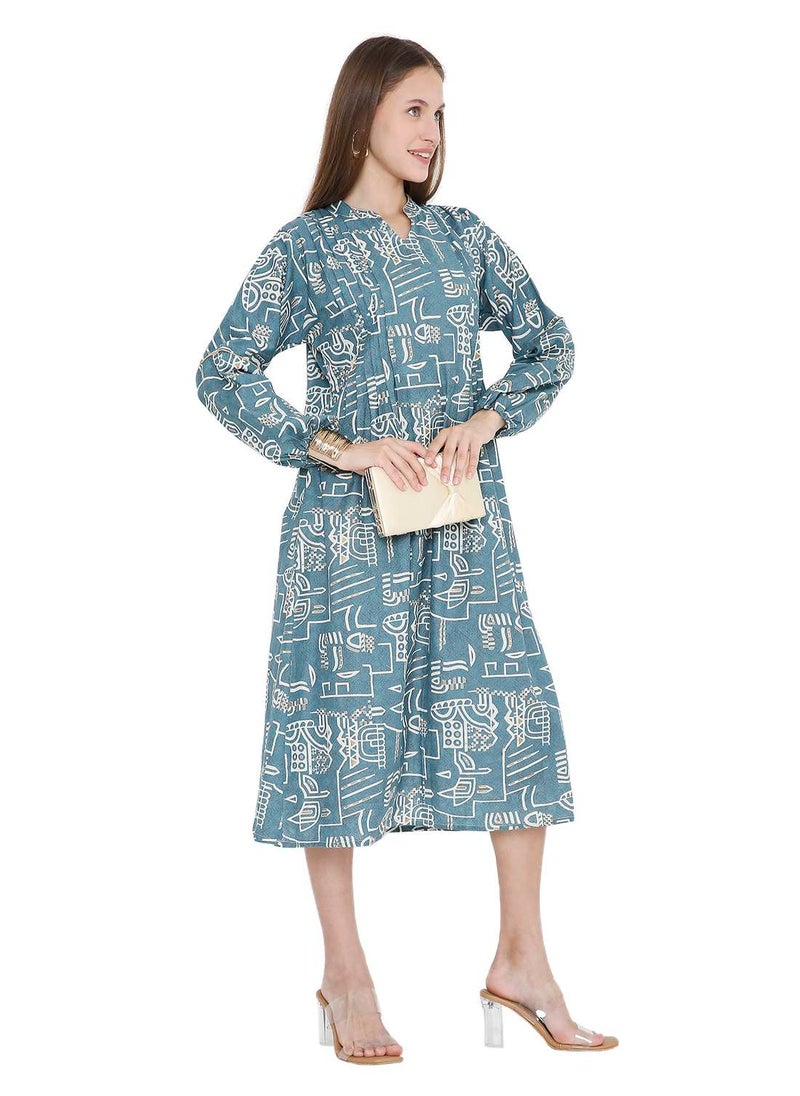 UNIQUE PRINTED SHORT FARASHA MODEST WEAR ARABIC KAFTAN JALABIYA DRESS