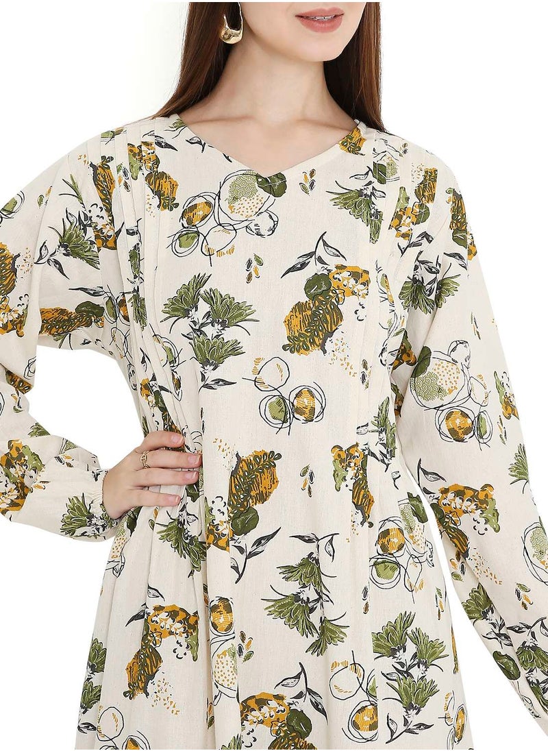 HIGH QUALITY SHORT PRINTED FARASHA ARABIC KAFTAN JALABIYA DRESS