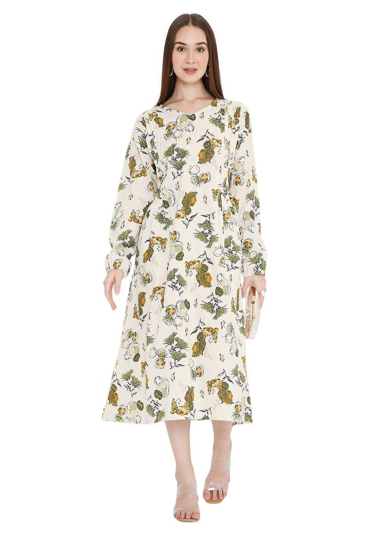 HIGH QUALITY SHORT PRINTED FARASHA ARABIC KAFTAN JALABIYA DRESS