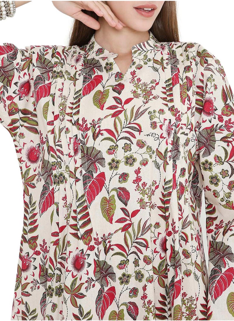 HIGH QUALITY SHORT PRINTED FARASHA ARABIC KAFTAN JALABIYA DRESS