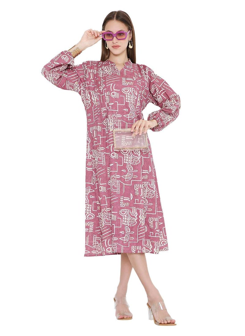 UNIQUE PRINTED SHORT FARASHA MODEST WEAR ARABIC KAFTAN JALABIYA DRESS