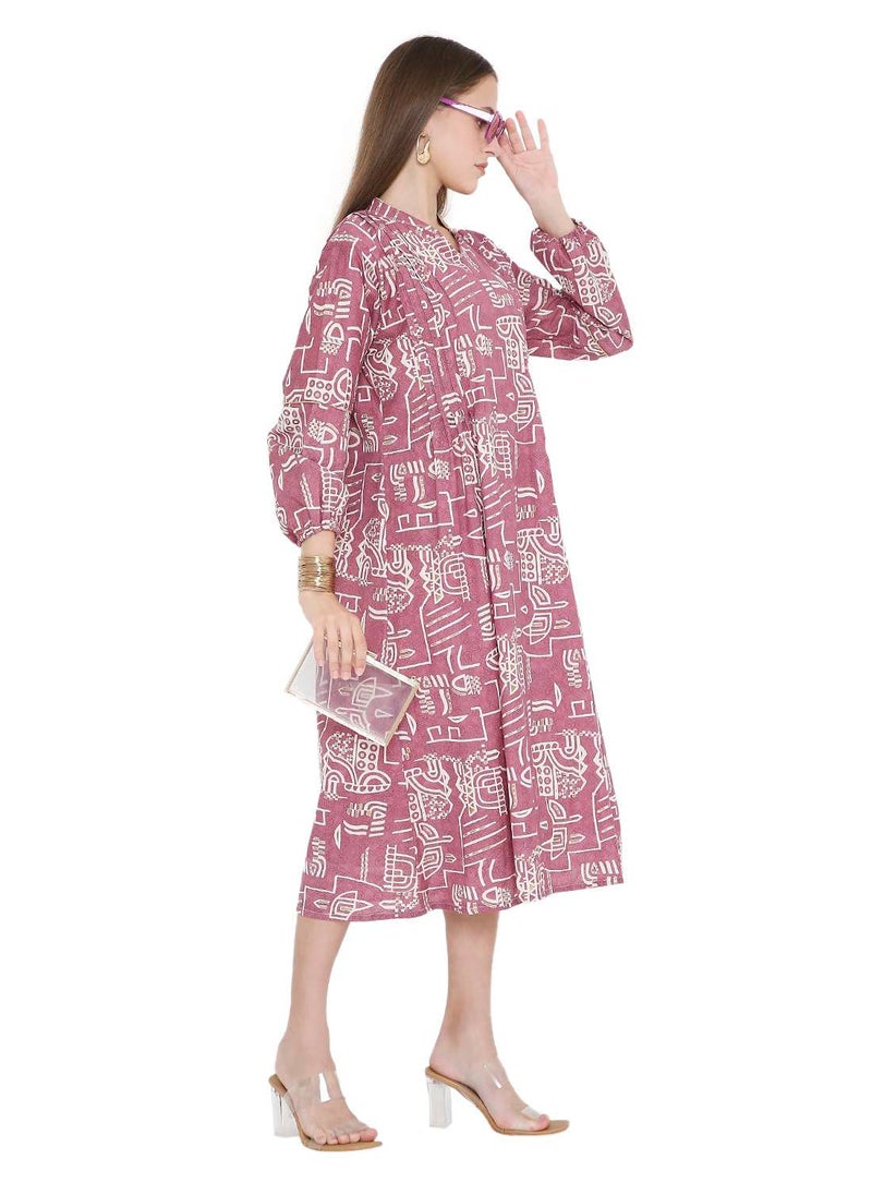 UNIQUE PRINTED SHORT FARASHA MODEST WEAR ARABIC KAFTAN JALABIYA DRESS
