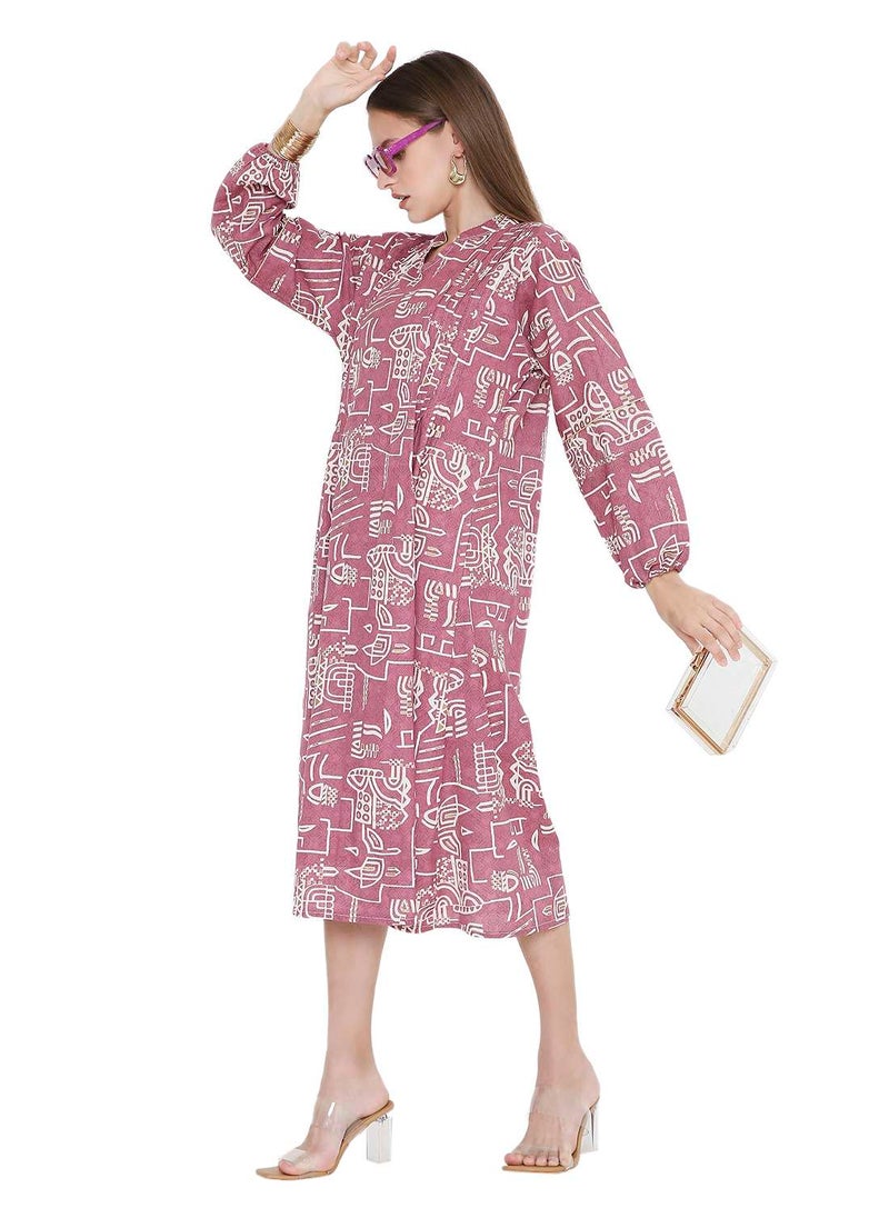 UNIQUE PRINTED SHORT FARASHA MODEST WEAR ARABIC KAFTAN JALABIYA DRESS