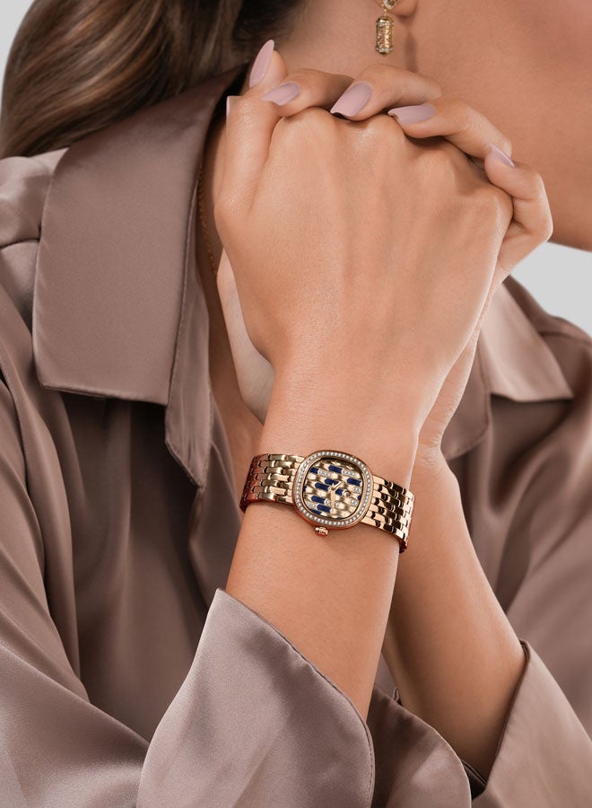 Women's Rose Gold Plated Rose Gold & Navy Dial Watch