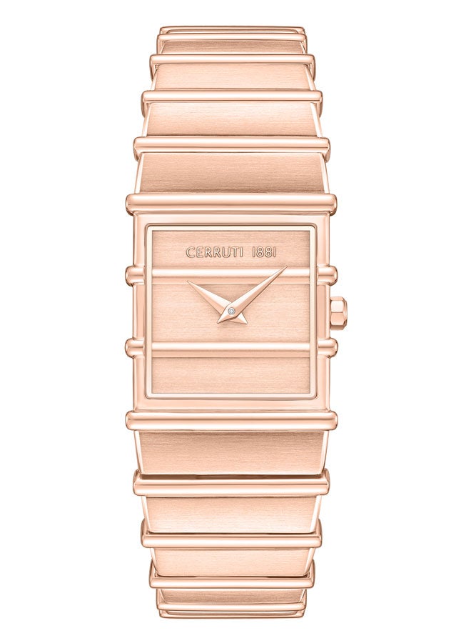 Women's Yellow Gold Plated Rose Gold Dial Watch