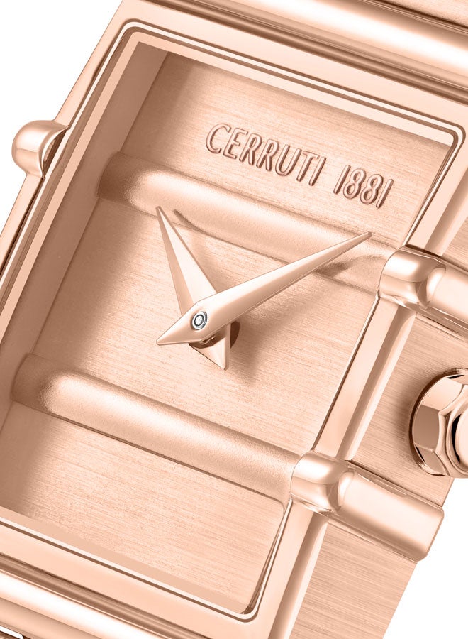 Women's Yellow Gold Plated Rose Gold Dial Watch