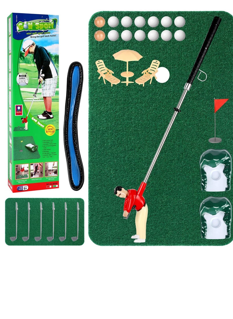 Mini Golf Games Indoor Mini Golf Toys Practice Equipment Golf Decompression Toys Funny Clubs Toys Golf Course Backyard Set Complete Mini Golf for Home Easy Set Up