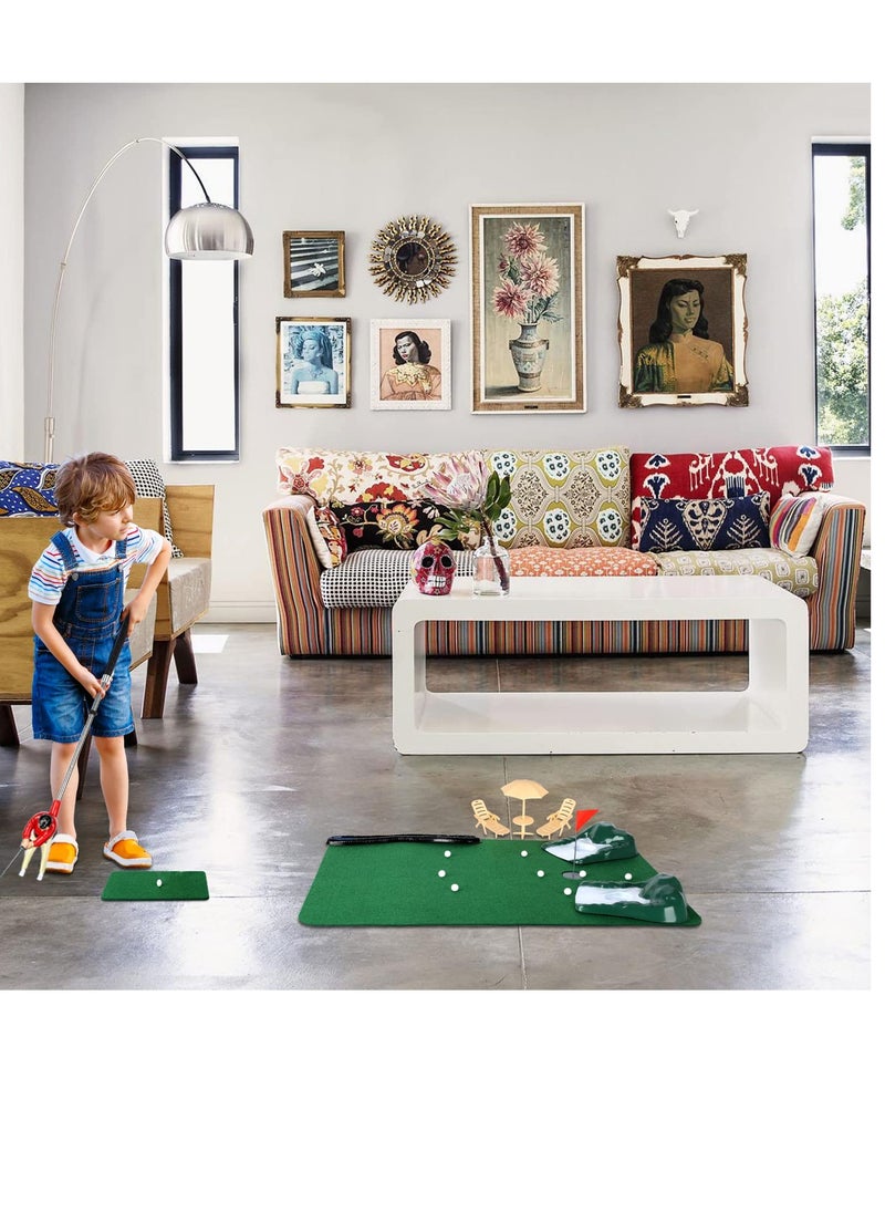 Mini Golf Games Indoor Mini Golf Toys Practice Equipment Golf Decompression Toys Funny Clubs Toys Golf Course Backyard Set Complete Mini Golf for Home Easy Set Up