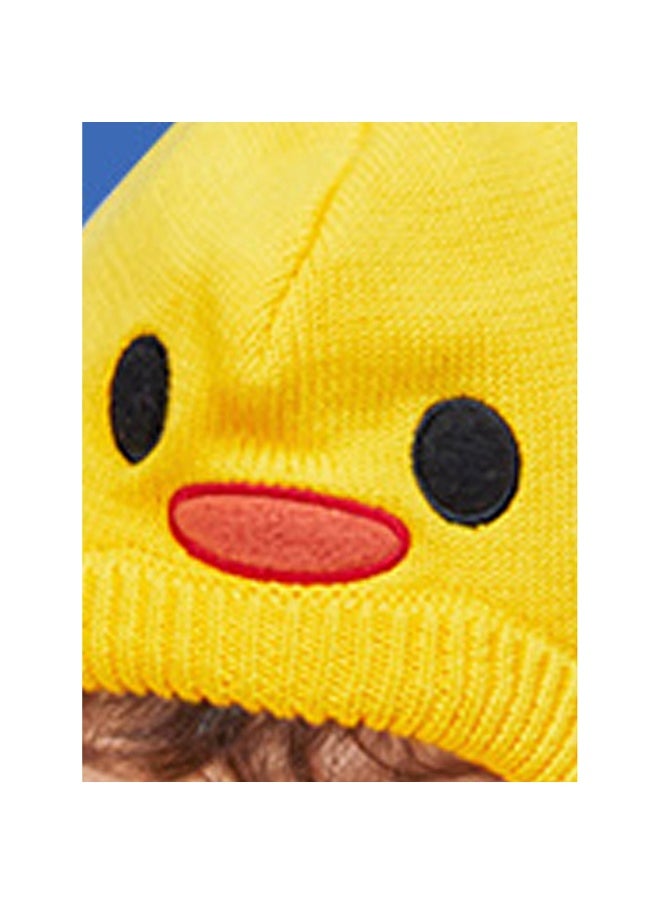 Knitted Yellow Duckling theme Winter Cap covering  Neck Ears and Head for Minus degree Temperature5 yrs and above