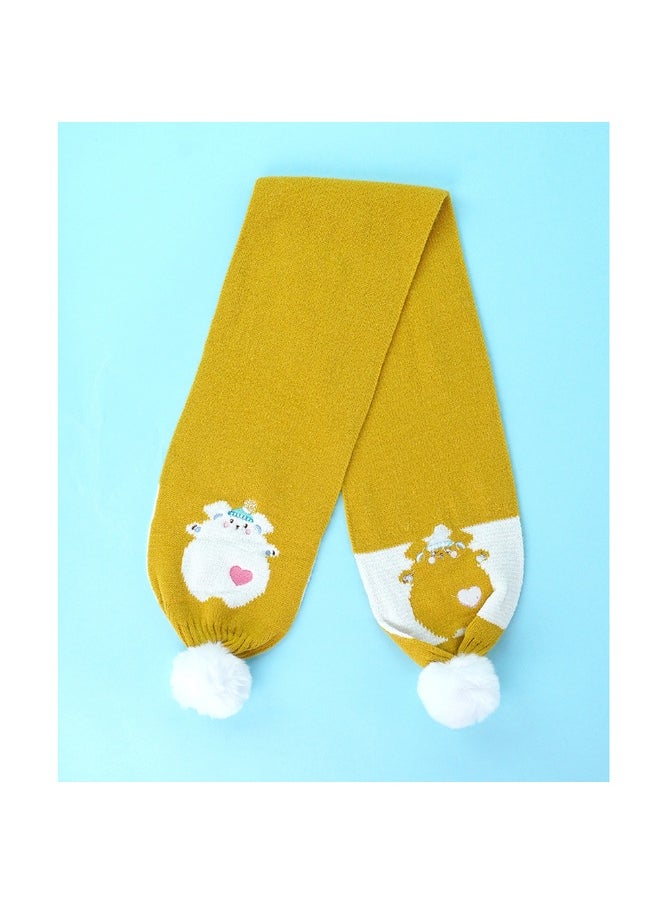 2Pcs Occur White Bear Themed Beanie Winter Cap With Matching Long Style Neck Mufflers For Kids