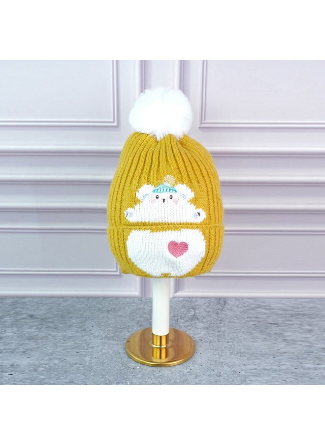 2Pcs Occur White Bear Themed Beanie Winter Cap With Matching Long Style Neck Mufflers For Kids