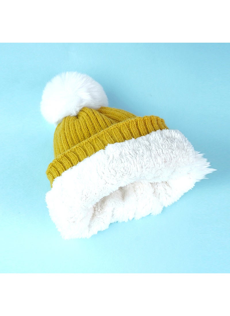 2Pcs Occur White Bear Themed Beanie Winter Cap With Matching Long Style Neck Mufflers For Kids