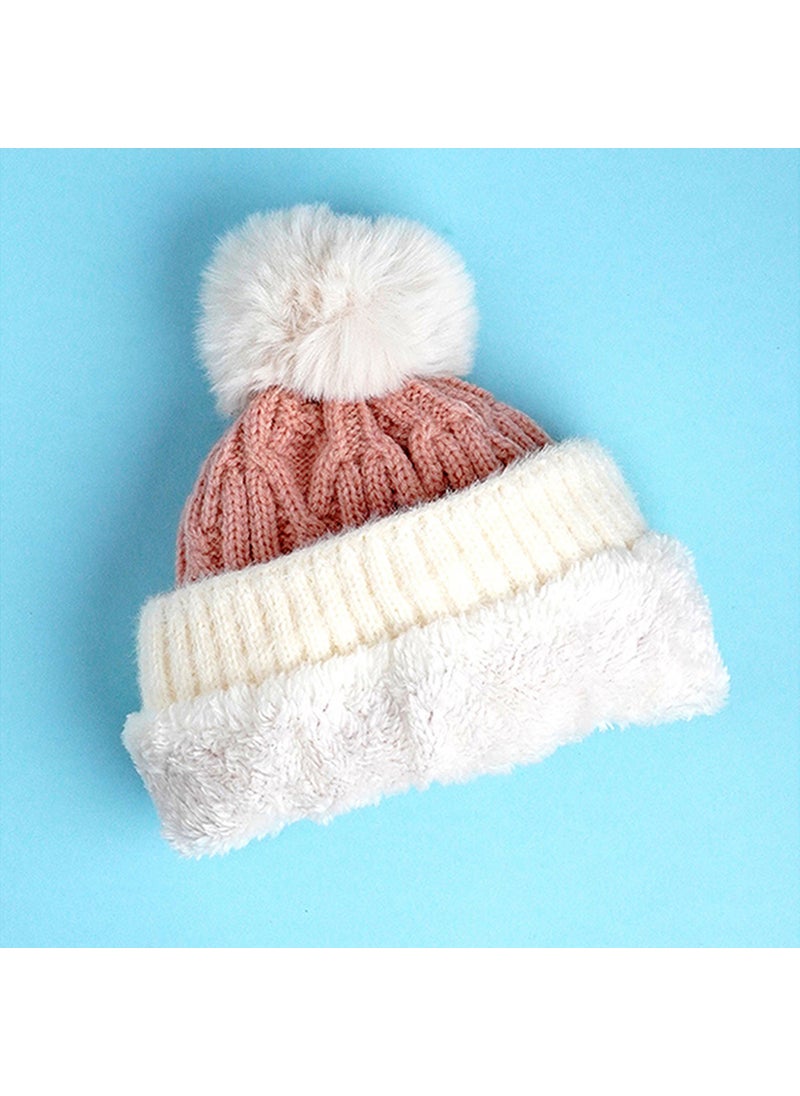 2Pcs Pink Santa Christmas Themed Winter Cap Beanie With Matching Long Style Neck Muffler For Kids