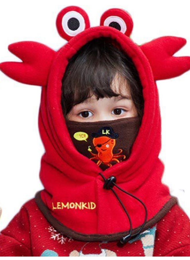 3dCrab theme  Fleece Winter Cap covering MouthNeck and Head for Minus degree Temperature5 yrs and above