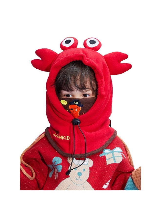 3dCrab theme  Fleece Winter Cap covering MouthNeck and Head for Minus degree Temperature5 yrs and above