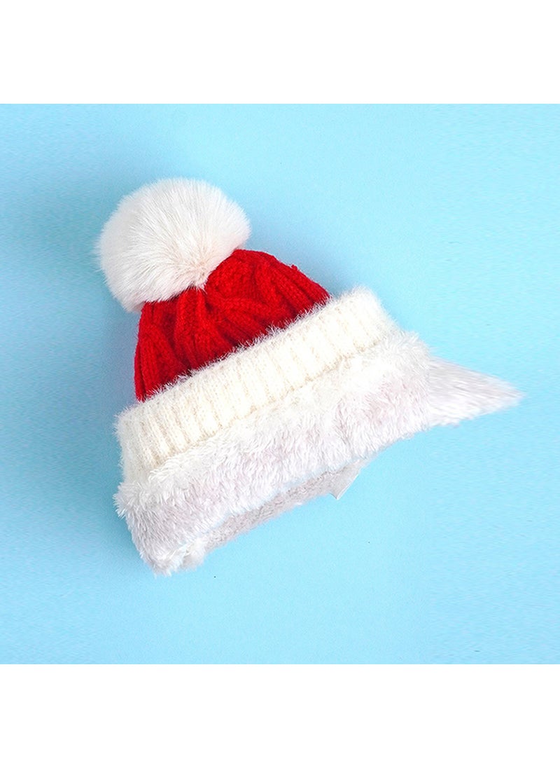 2Pcs White Santa Christmas Themed Winter Cap Beanie With Matching Long Style Neck Muffler For Kids