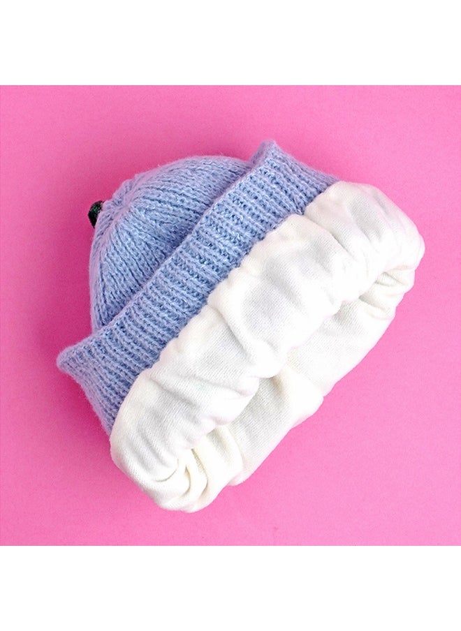 Light Blue 3D Head And Tail Knitten Woolen Winter Cap & Beanie