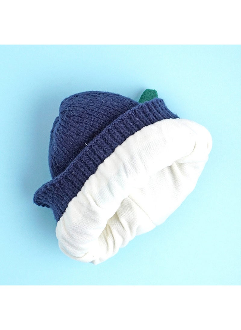 Navy 3D Head And Tail Knitten Woolen Winter Cap & Beanie