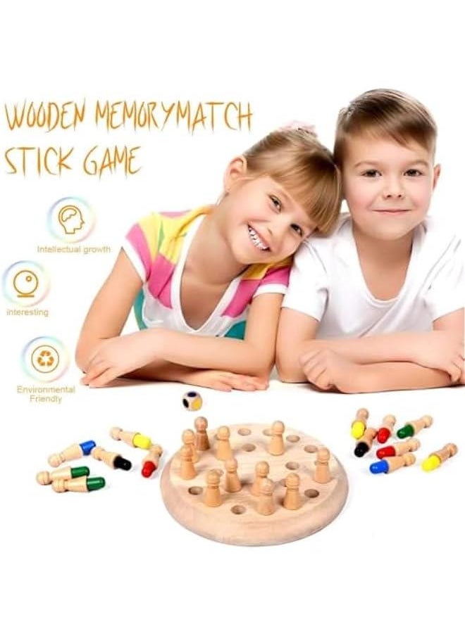 Wooden Memory Match Stick Chess Game, Hirger Color Memory Chess, Funny Block Board Game,Memory Match Stick Chess Game,Parent-Child Interaction Toy, Brain Teaser for Boys and Girls Age 3 and Up