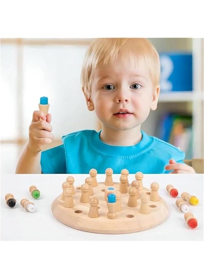 Wooden Memory Match Stick Chess Game, Hirger Color Memory Chess, Funny Block Board Game,Memory Match Stick Chess Game,Parent-Child Interaction Toy, Brain Teaser for Boys and Girls Age 3 and Up