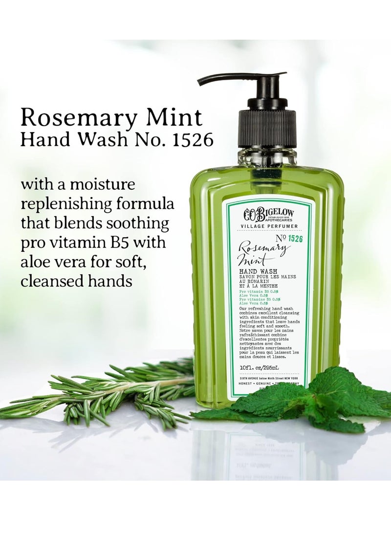 C.O. Bigelow Hand Wash, Rosemary Mint Soap, No. 1526 - Village Perfumer Moisturizing Hand Wash for Bathroom & Kitchen with Aloe Vera, 10 fl oz, Pack of 2