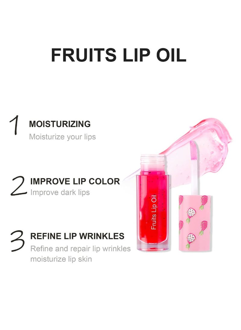 SYOSI 3 Pcs Fruit Flavored Lip Oils, Transparent Moisturizing Lip Gloss Plumping Lip Oil Smooth Moisturizing & Long-lasting Moisturizing Lip Oil for Lip Care