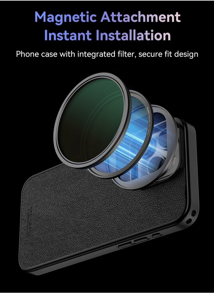 Magnetic Phone Case with CPL Filter for iPhone 15 Pro – Professional External Lens, High Clarity, Anti-Glare, Scratch-Resistant, Water & Dustproof, Ultra-Thin Design