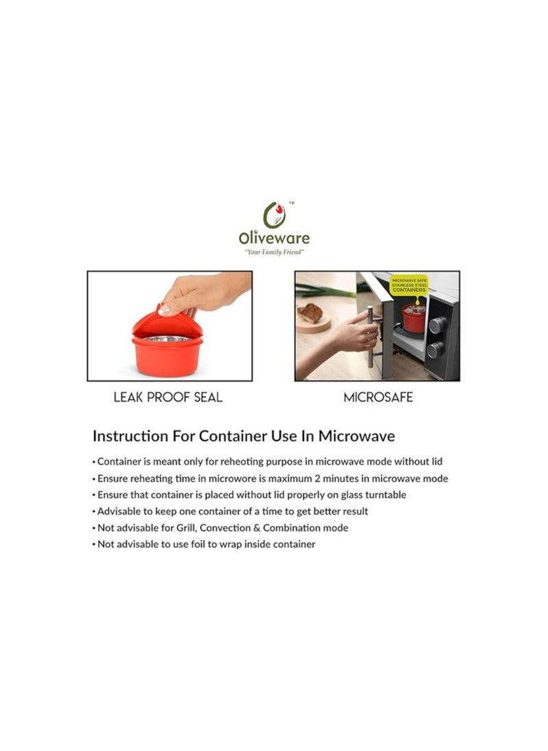 Oliveware Boss Lunch Box - Red | Steel Range | Microwave Safe & Leak Proof | 3 Air-Tight Containers with Bag | Keep Food Hot | School, College & Office Use