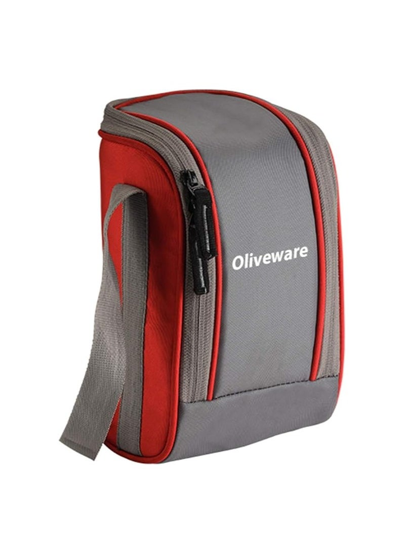 Oliveware Boss Lunch Box - Red | Steel Range | Microwave Safe & Leak Proof | 3 Air-Tight Containers with Bag | Keep Food Hot | School, College & Office Use