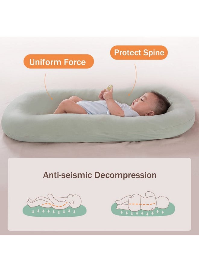 Saanerueen Baby Lounger Pillow for Newborn 0-24 Months with Removable Lounger Cover - Soft Breathable - Washable (Blue)