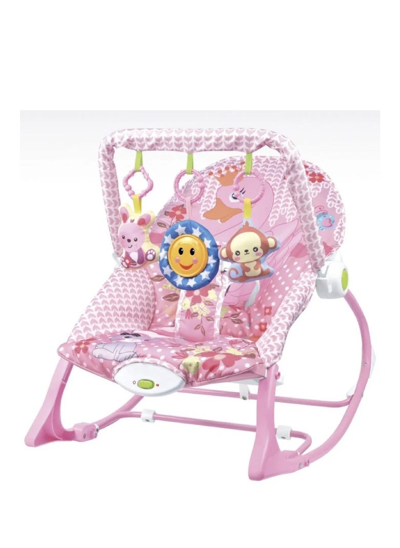 2 In 1 Baby Bouncer Soft Seat With Hanging Playful Toys - Pink