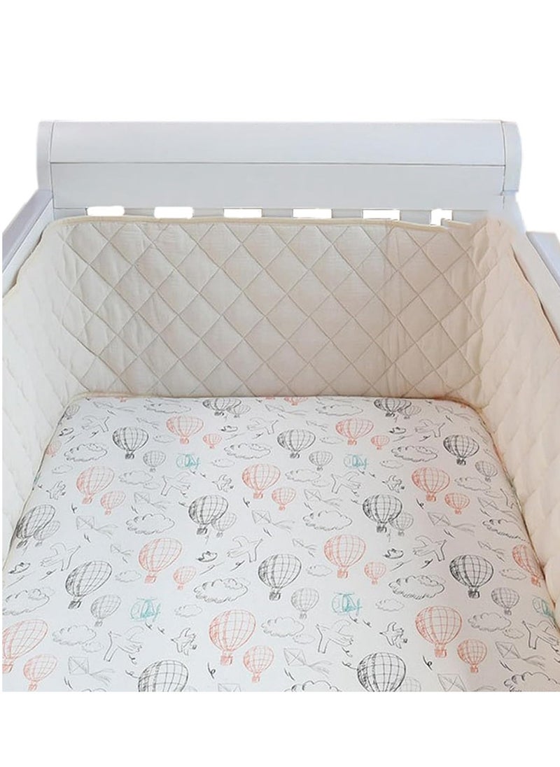Baby Crib Rail Cover, Baby Cot Bumper, Soft Padding for Baby Cot Sides, Soft Anti Bite Padded Baby Crib Rail Cover, 2-Sided Cot Bed Bumper, Padded Cot Bumper,with Lashing Rope, Apricot 360 * 30CM