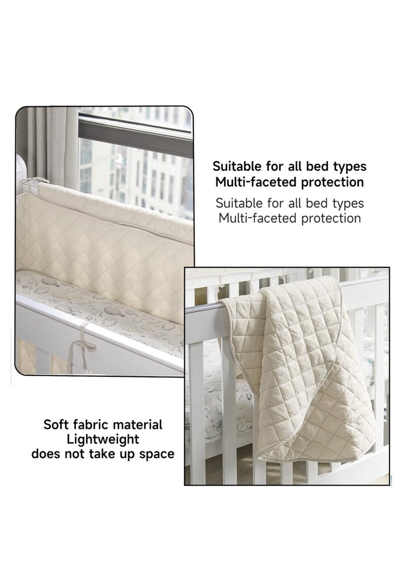 Baby Crib Rail Cover, Baby Cot Bumper, Soft Padding for Baby Cot Sides, Soft Anti Bite Padded Baby Crib Rail Cover, 2-Sided Cot Bed Bumper, Padded Cot Bumper,with Lashing Rope, Apricot 360 * 30CM