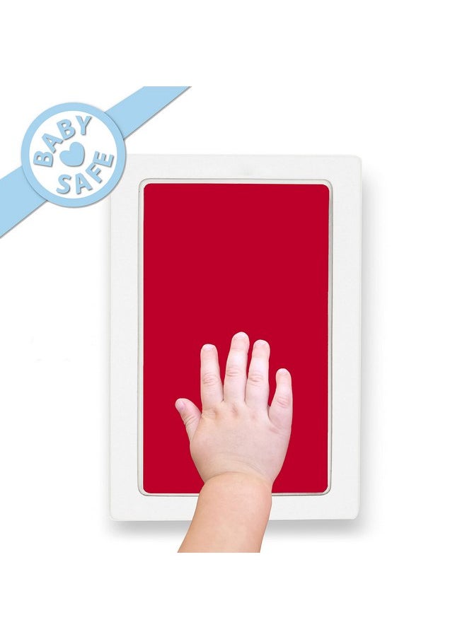 Clean Touch Ink Pad for Baby Handprints and Footprints - Inkless Infant Hand & Foot Stamp - Safe for Babies, Doesn’t Touch Skin - Perfect Family Memory or Gift - Red Print Kit by Tiny Gifts
