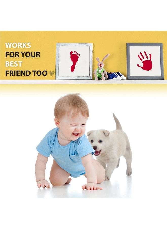 Clean Touch Ink Pad for Baby Handprints and Footprints - Inkless Infant Hand & Foot Stamp - Safe for Babies, Doesn’t Touch Skin - Perfect Family Memory or Gift - Red Print Kit by Tiny Gifts