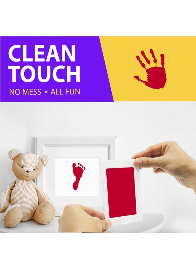 Clean Touch Ink Pad for Baby Handprints and Footprints - Inkless Infant Hand & Foot Stamp - Safe for Babies, Doesn’t Touch Skin - Perfect Family Memory or Gift - Red Print Kit by Tiny Gifts