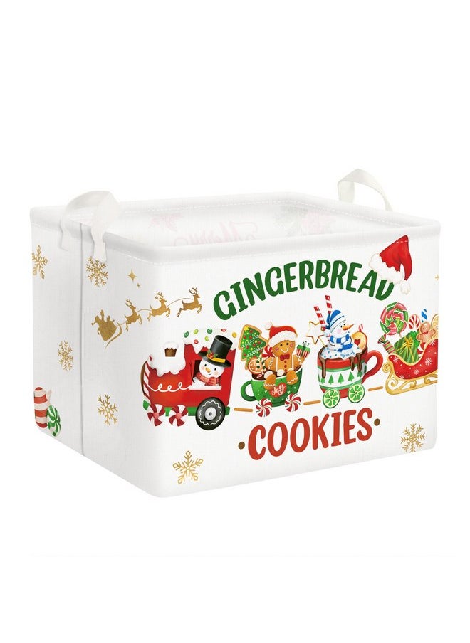 Clastyle Large Cookie Gingerbread Christmas Gift Basket Candy House Train Sleigh Xmas Basket Kid Snowman Snowflake Toy Book Shelf Basket Collapsible Rectangle Clothes Nursery Bin
