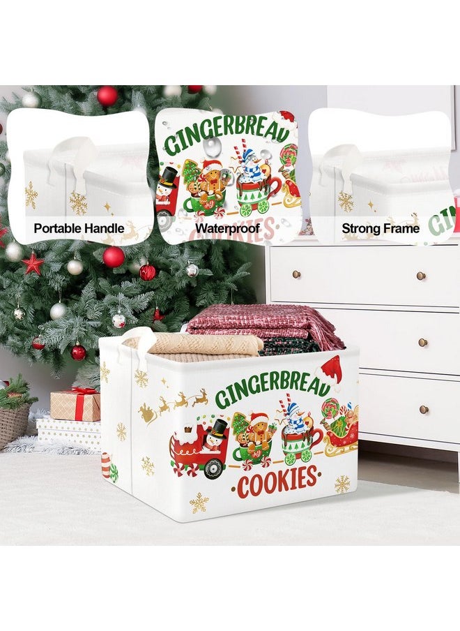 Clastyle Large Cookie Gingerbread Christmas Gift Basket Candy House Train Sleigh Xmas Basket Kid Snowman Snowflake Toy Book Shelf Basket Collapsible Rectangle Clothes Nursery Bin