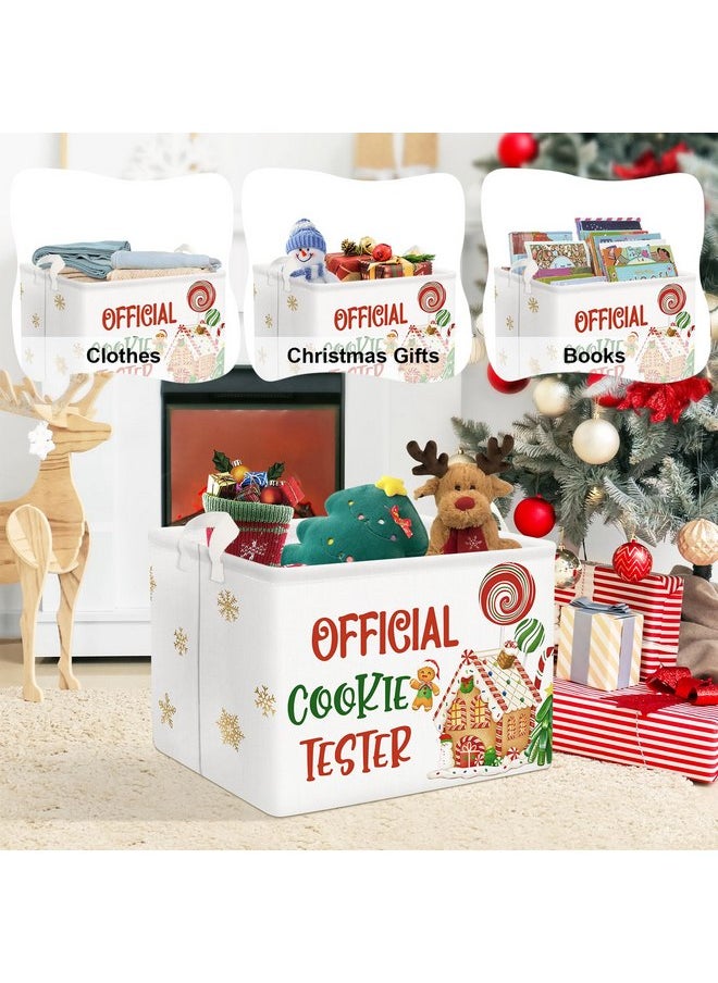 Clastyle Large Cookie Gingerbread Christmas Gift Basket Candy House Train Sleigh Xmas Basket Kid Snowman Snowflake Toy Book Shelf Basket Collapsible Rectangle Clothes Nursery Bin